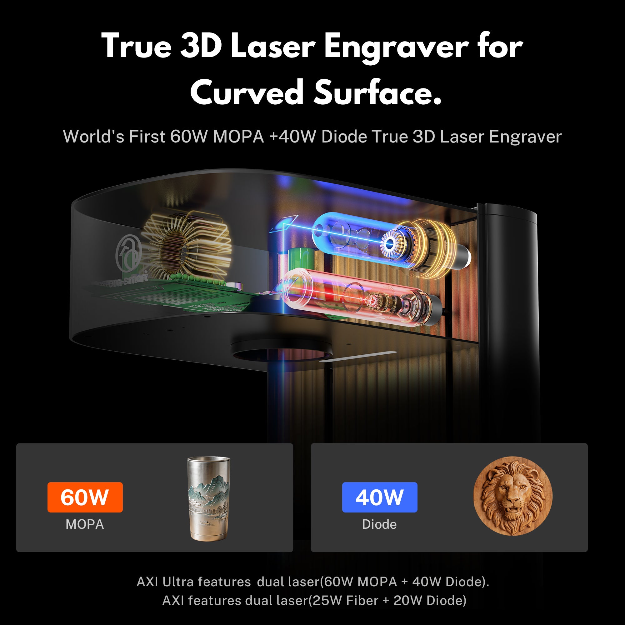 em-smart AXI True 3D Desktop-Lasergravierer
