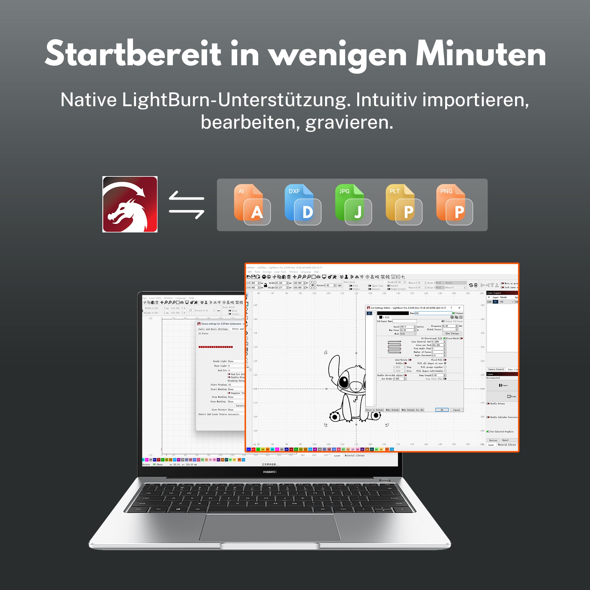EM-Smart Nova - 20W/25W Faserlasergravierer mit Drehvorrichtung