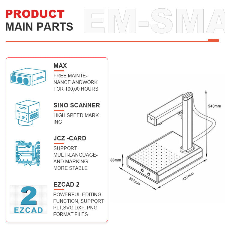 EM-Smart Super - 30W/50W Fiber Laser Engraver